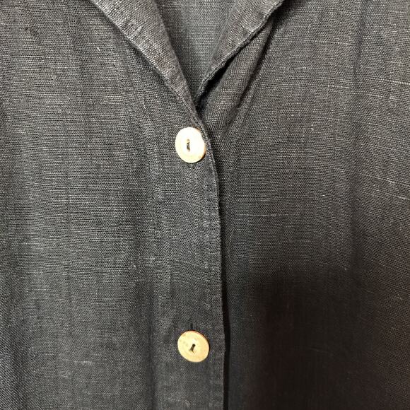 Blue Cactus Linen Button Up Shirt Hand-Painted Funky Art to Wear - Picture 8 of 12